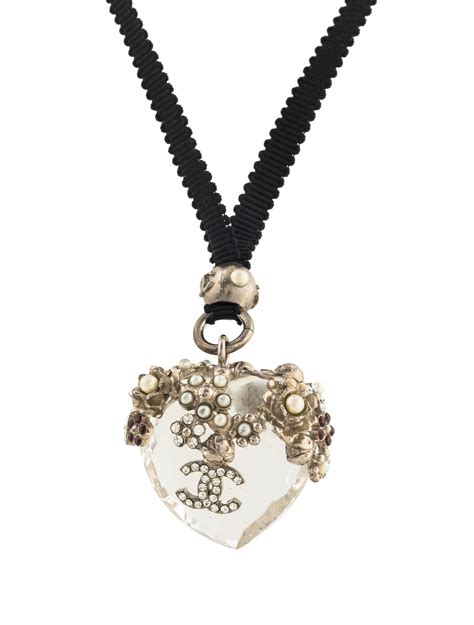 chanel silver heart necklace|Chanel necklace online store.